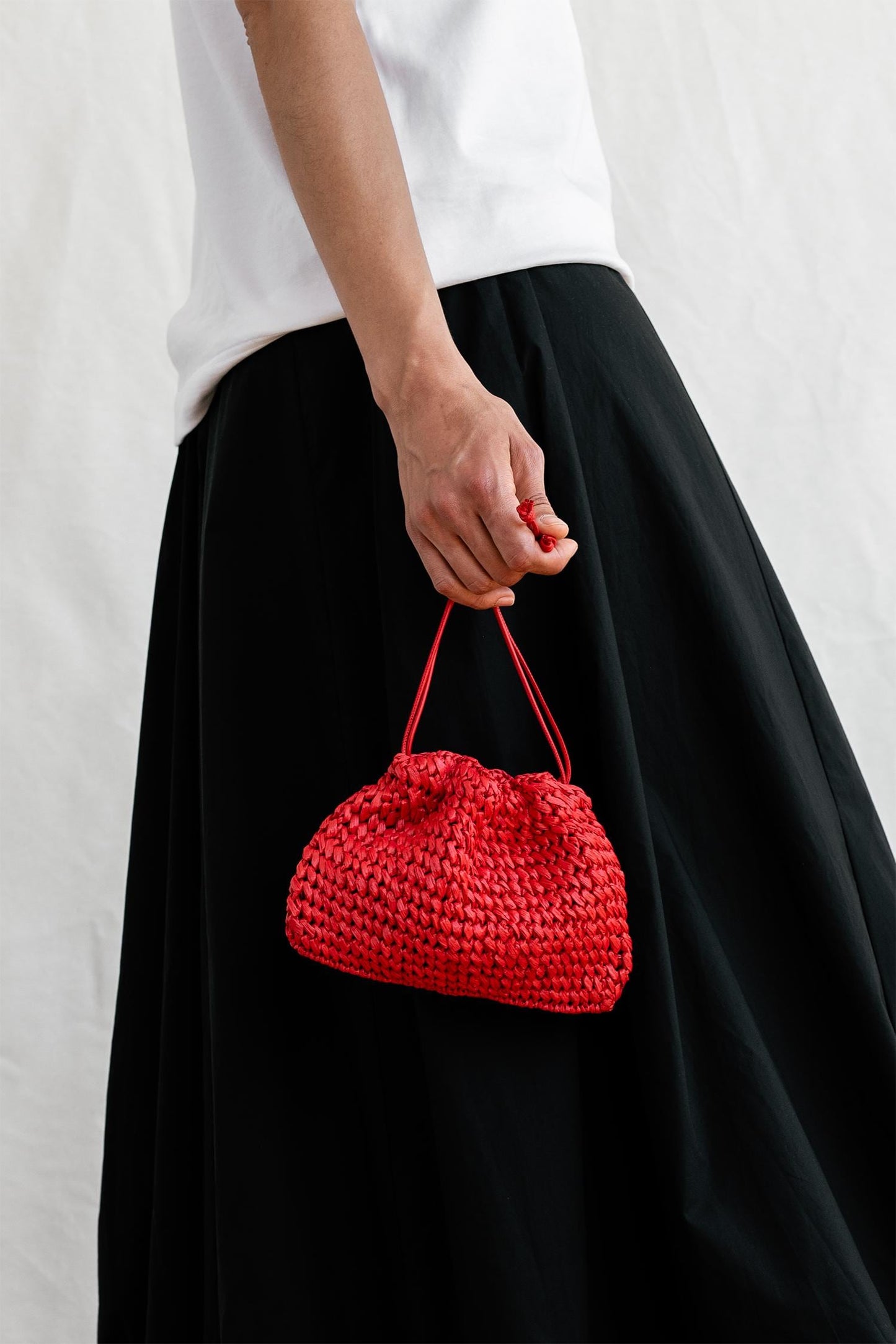 Raffia Pouch Bag, Crochet Raffia Handbag, Short Strap Crossbody, Summer Wrist Bag, Minimal Straw Bag, Mini Bag — The Aster Raffia Pouch
