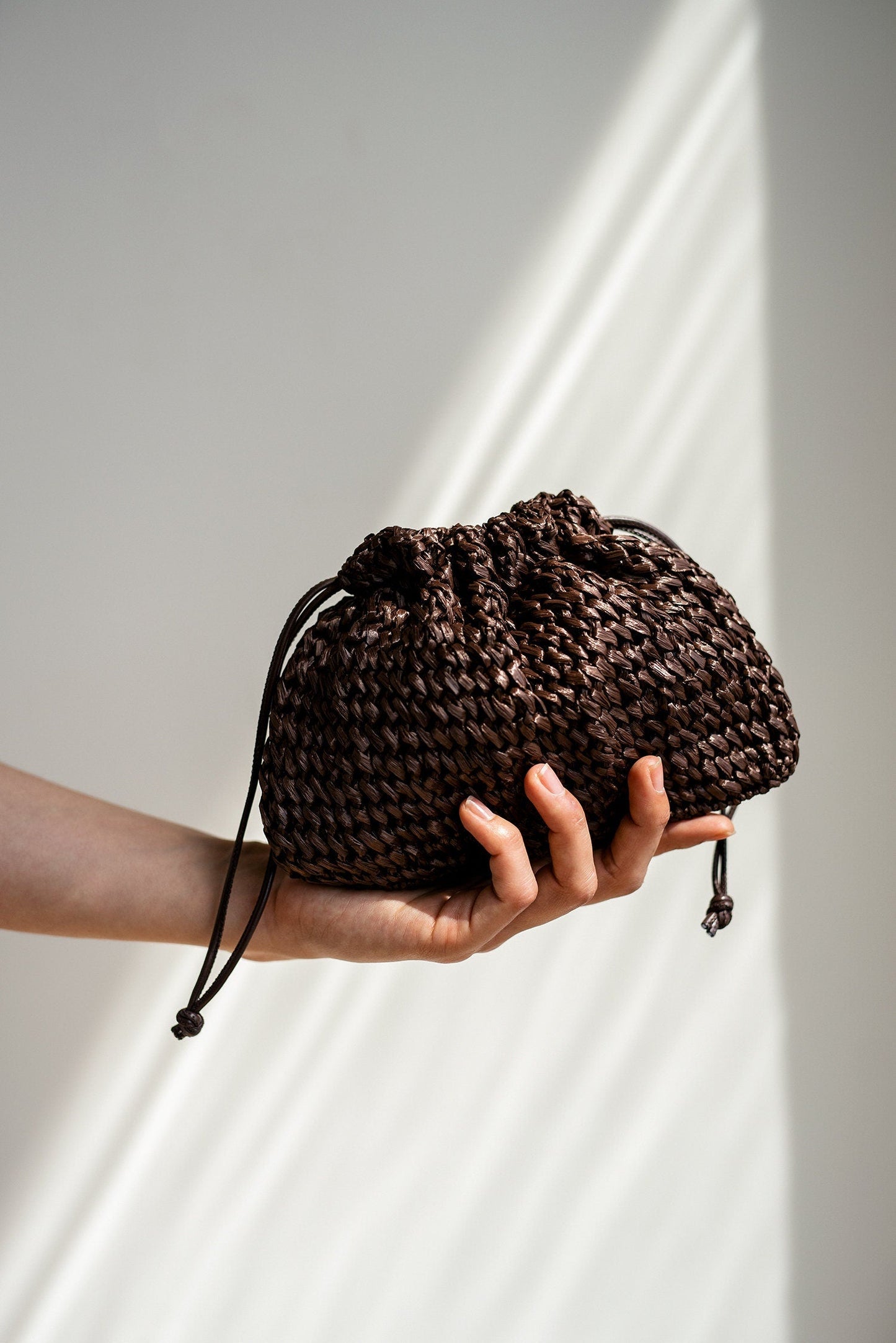 Raffia Pouch Bag, Crochet Raffia Handbag, Short Strap Crossbody, Summer Wrist Bag, Minimal Straw Bag, Mini Bag — The Aster Raffia Pouch
