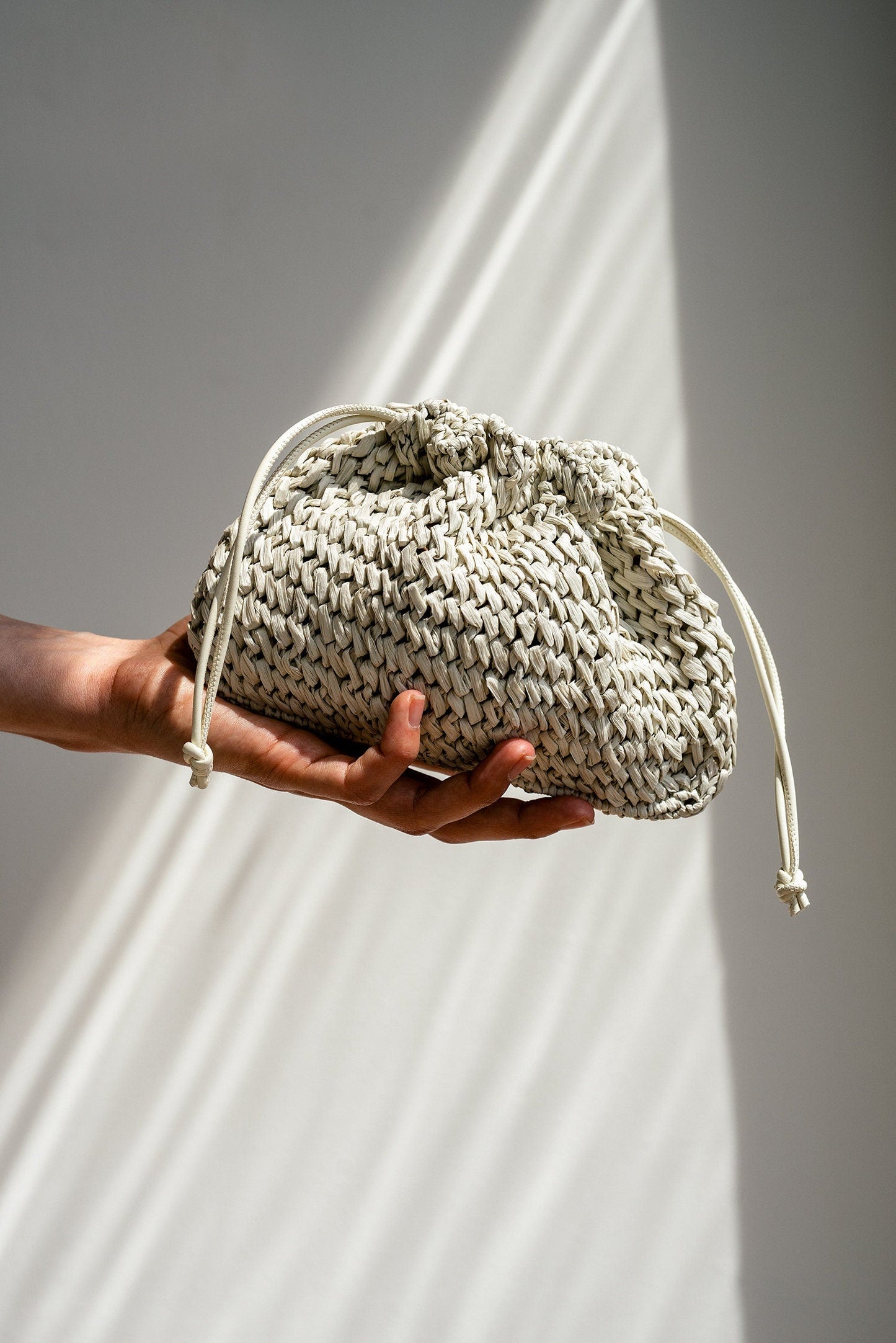 Raffia Pouch Bag, Crochet Raffia Handbag, Short Strap Crossbody, Summer Wrist Bag, Minimal Straw Bag, Mini Bag — The Aster Raffia Pouch