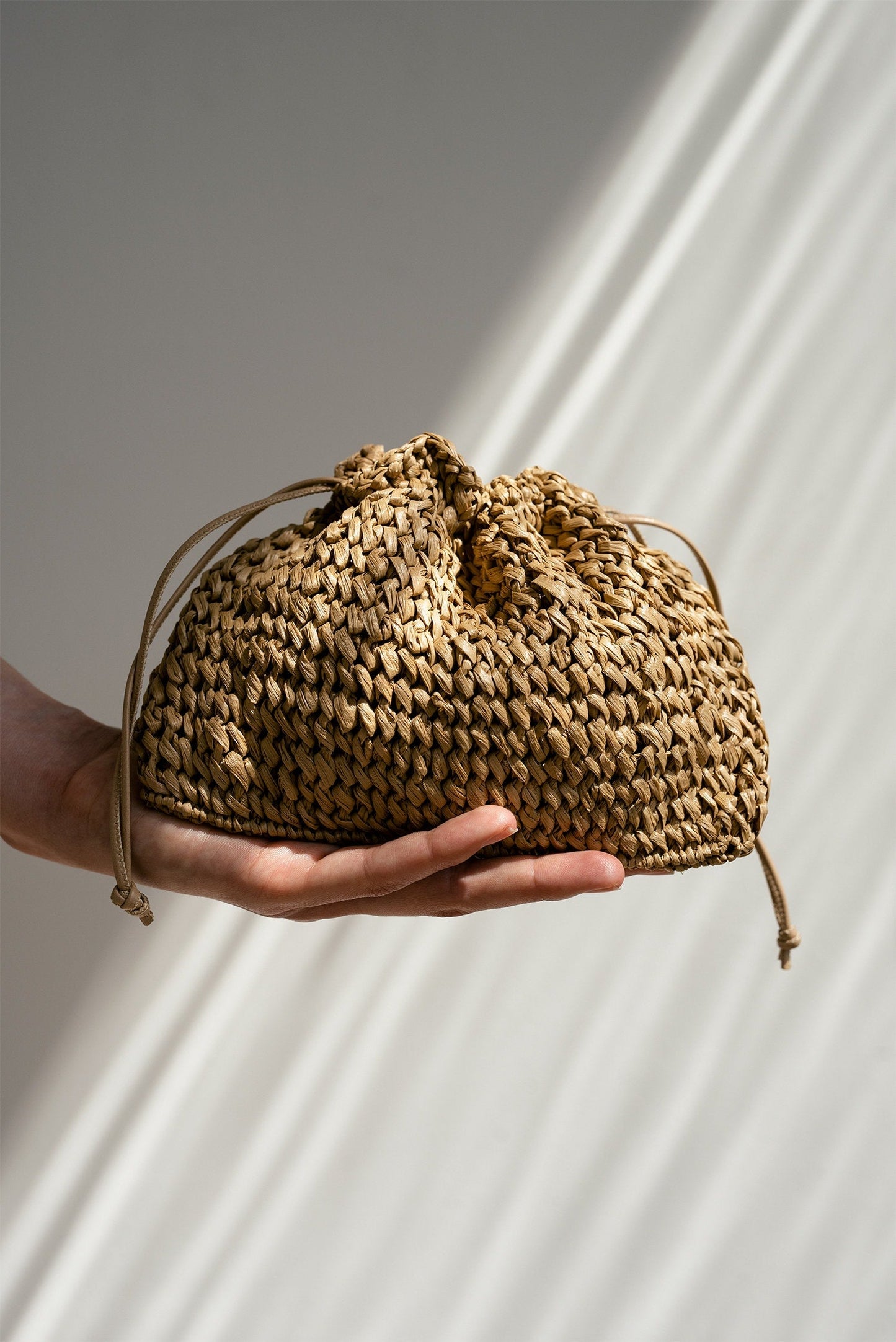 Raffia Pouch Bag, Crochet Raffia Handbag, Short Strap Crossbody, Summer Wrist Bag, Minimal Straw Bag, Mini Bag — The Aster Raffia Pouch