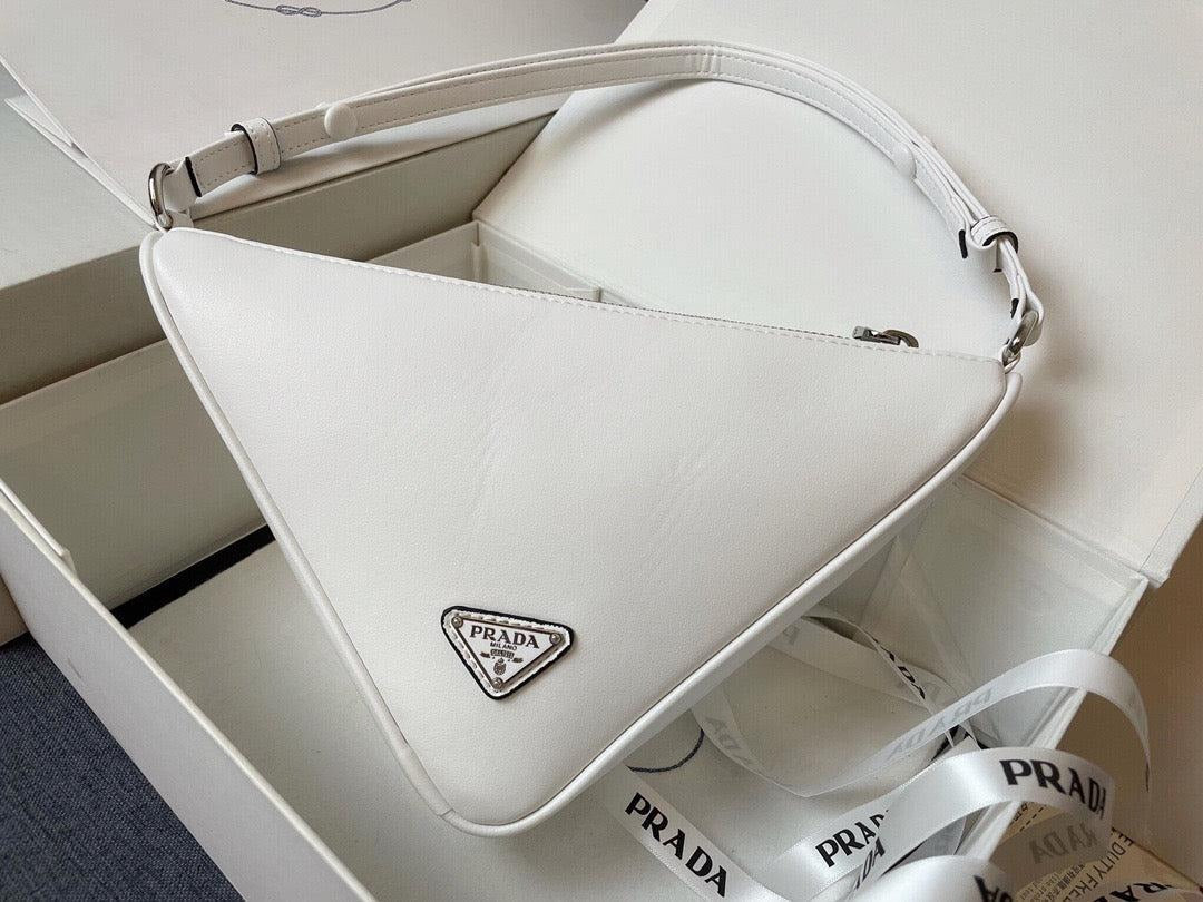 Prada Handbag Triangle Leather Pouch 10.2X6.3X2Inch